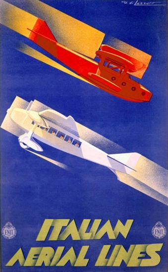 Italian Aerial Lines Airplanes Umberto Di Lazzaro | Vintage Travel Posters 1891-1970