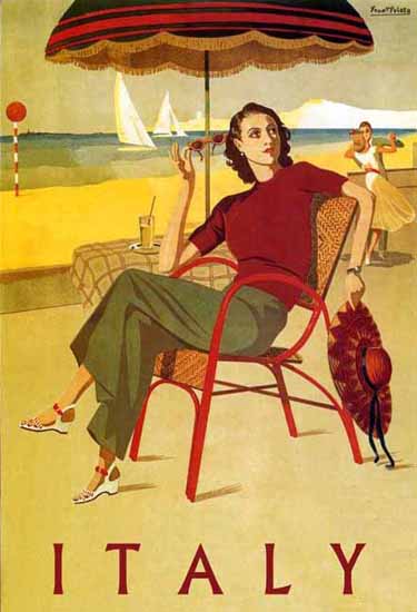 Italy Beach Poster 1930s Sex Appeal | Sex Appeal Vintage Ads and Covers 1891-1970