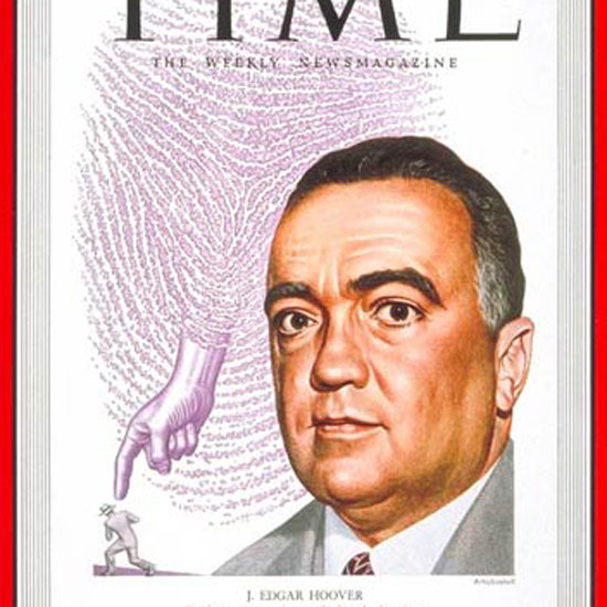 J Edgar Hoover Time Magazine 1949-08 by Boris Artzybasheff crop | Best of 1940s Ad and Cover Art