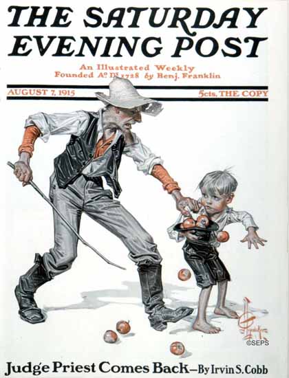 JC Leyendecker Saturday Evening Post Caught in Act 1915_08_07 | The Saturday Evening Post Graphic Art Covers 1892-1930