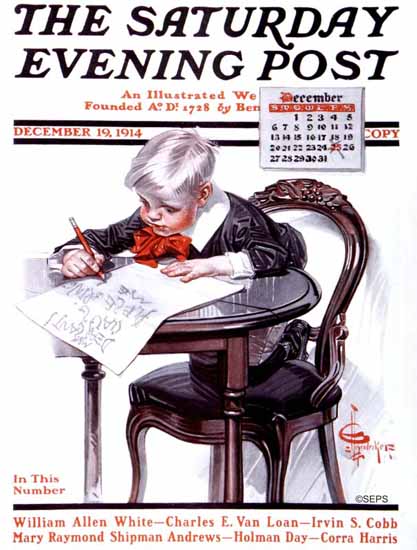 JC Leyendecker Saturday Evening Post Christmas Wish List 1914_12_19 | The Saturday Evening Post Graphic Art Covers 1892-1930