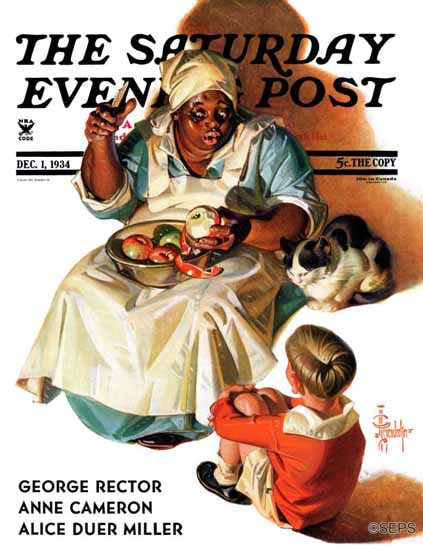 JC Leyendecker Saturday Evening Post Cooking up a Story 1934_12_01 | The Saturday Evening Post Graphic Art Covers 1931-1969
