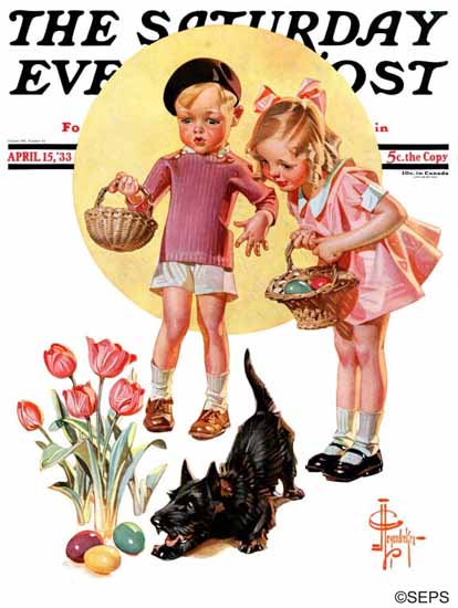 JC Leyendecker Saturday Evening Post Easter Egg Hunt 1933_04_15 | Sat Eve Post 1931-69 JC Leyendecker Saturday Evening Post Easter Egg Hunt 1933_04_15 | The Saturday Evening Post Graphic Art Covers 1931-1969