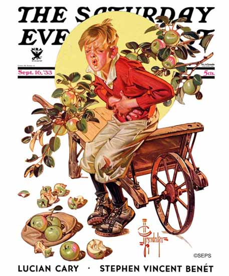 JC Leyendecker Saturday Evening Post Green Apples 1933_09_16 | Sat Eve Post 1931-69 JC Leyendecker Saturday Evening Post Green Apples 1933_09_16 | The Saturday Evening Post Graphic Art Covers 1931-1969