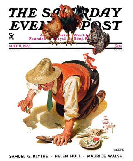 JC Leyendecker Saturday Evening Post Hens and Gardner 1935_05_11 | The Saturday Evening Post Graphic Art Covers 1931-1969