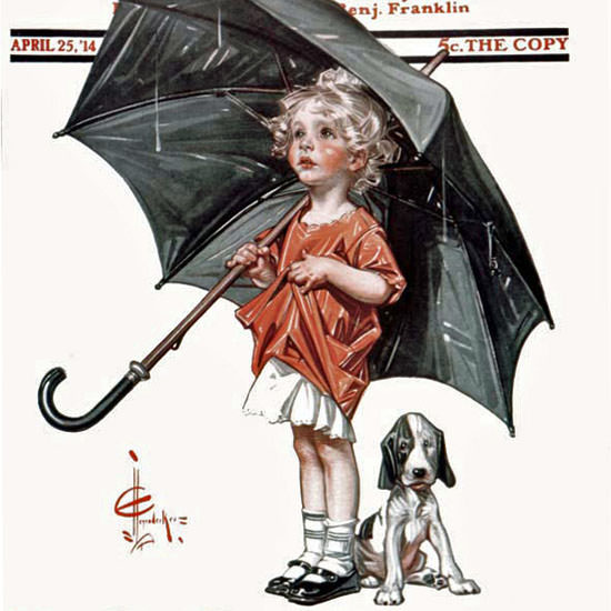JC Leyendecker Saturday Evening Post In Rain 1914_04_25 Copyright crop | Best of Vintage Cover Art 1900-1970