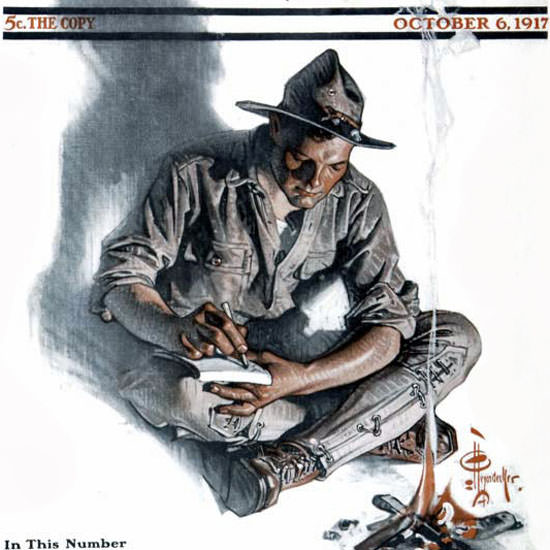 JC Leyendecker Saturday Evening Post Letter 1917_10_06 Copyright crop | Best of 1891-1919 Ad and Cover Art