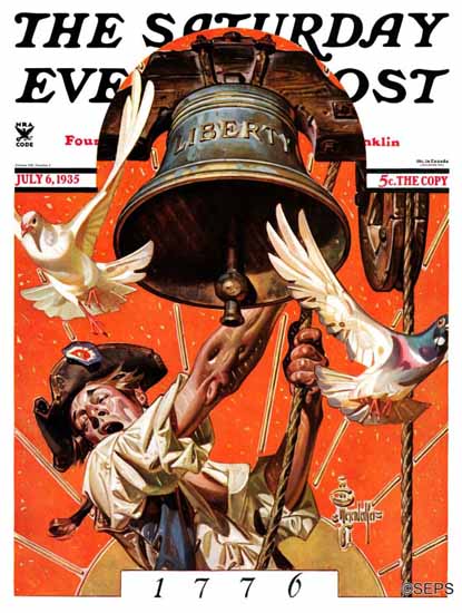 JC Leyendecker Saturday Evening Post Ringing Liberty Bell 1935_07_06 | Sat Eve Post 1931-69 JC Leyendecker Saturday Evening Post Ringing Liberty Bell 1935_07_06 | The Saturday Evening Post Graphic Art Covers 1931-1969