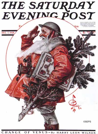 JC Leyendecker Saturday Evening Post Santa Claus 1918_12_07 | The Saturday Evening Post Graphic Art Covers 1892-1930