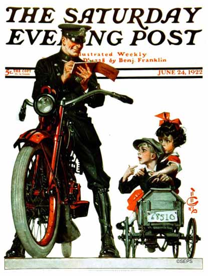 JC Leyendecker Saturday Evening Post The Speed Ticket 1922_06_24 | The Saturday Evening Post Graphic Art Covers 1892-1930