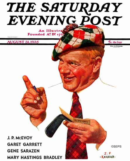 JF Kernan Saturday Evening Post Argyle Golfer 1935_08_31 | The Saturday Evening Post Graphic Art Covers 1931-1969