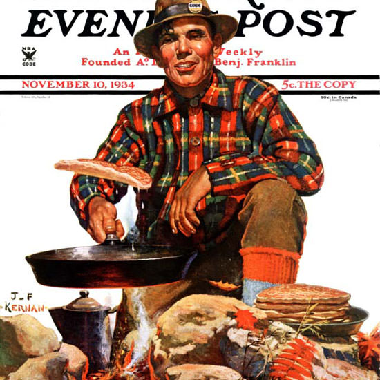 JF Kernan Saturday Evening Post Flapjacks 1934_11_10 Copyright crop | Best of Vintage Cover Art 1900-1970
