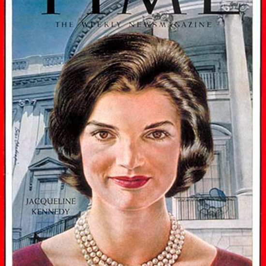 Jacqueline Kennedy Time Magazine 1961-01 by Boris Chaliapin crop | Best of Vintage Cover Art 1900-1970