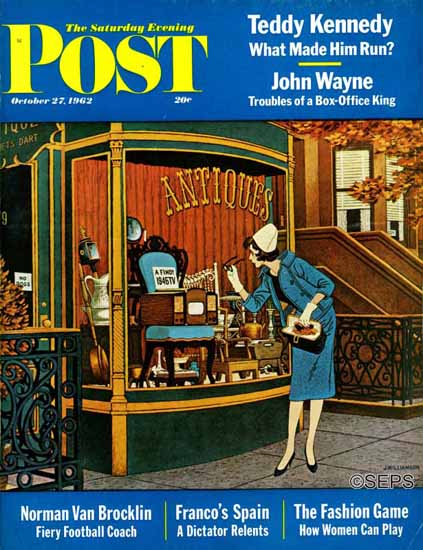 James Williamson Saturday Evening Post Antique TV 1962_10_27 | Sat Eve Post 1931-69 James Williamson Saturday Evening Post Antique TV 1962_10_27 | The Saturday Evening Post Graphic Art Covers 1931-1969