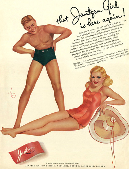Jantzen Girl Is Here Again 1941 George Petty | Sex Appeal Vintage Ads and Covers 1891-1970