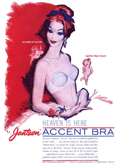 Jantzen Lingerie Accent Bra Heaven 1960 | Sex Appeal Vintage Ads and Covers 1891-1970