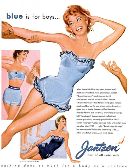 Jantzen Swim Suits Blue Is For Boys 1961 | Sex Appeal Vintage Ads and Covers 1891-1970