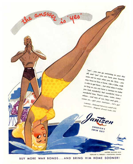 Jantzen Swim Suits The Answer Is Yes | Sex Appeal Vintage Ads and Covers 1891-1970