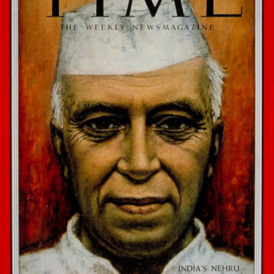 Jawaharlal Nehru Time Magazine 1956-07 crop | Best of 1950s Ad and Cover Art