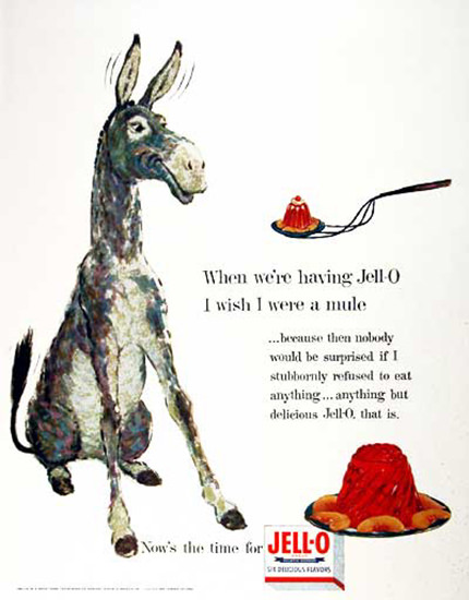 Jell-O 1954 I Wish I Were A Mule | Vintage Ad and Cover Art 1891-1970