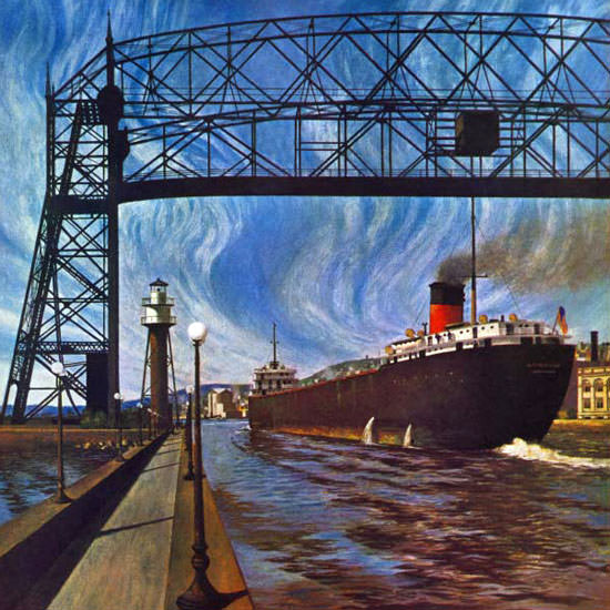 John Atherton Saturday Evening Post Barge 1947_06_14 Copyright crop | Best of 1940s Ad and Cover Art