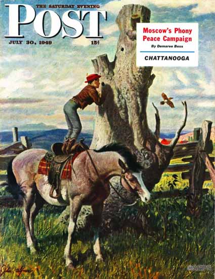 John Clymer Saturday Evening Post Boy on Horse 1949_07_30 | The Saturday Evening Post Graphic Art Covers 1931-1969