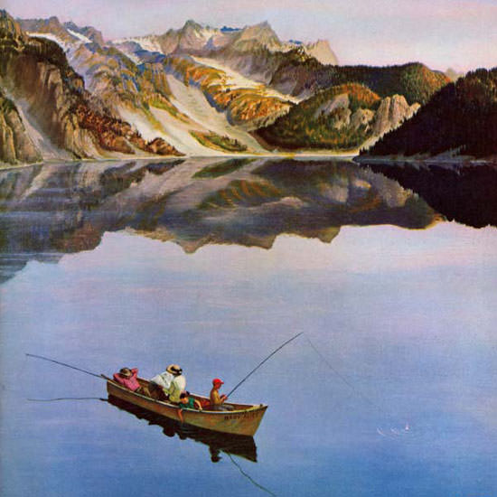 John Clymer Saturday Evening Post Fishing 1955_07_16 Copyright crop | Best of 1950s Ad and Cover Art