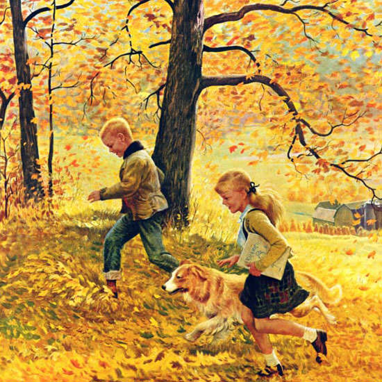 John Clymer Saturday Evening Post Leaves 1950_10_07 Copyright crop | Best of Vintage Cover Art 1900-1970