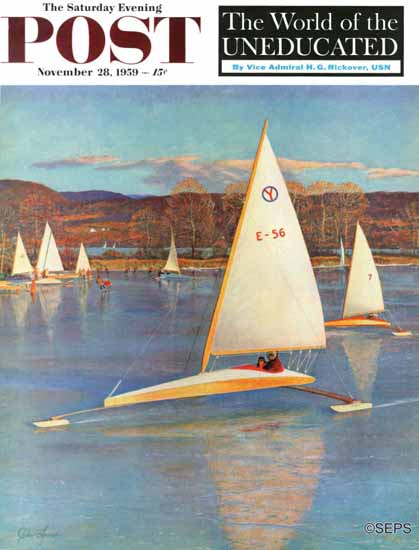 John Clymer Saturday Evening Post Sailboats 1959_11_28 | Sat Eve Post 1931-69 John Clymer Saturday Evening Post Sailboats 1959_11_28 | The Saturday Evening Post Graphic Art Covers 1931-1969