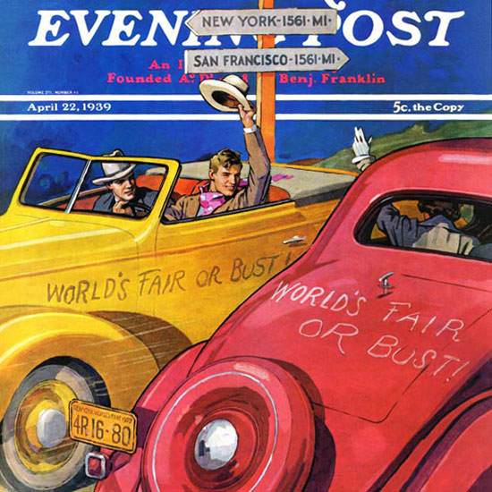 John E Sheridan Saturday Evening Post Or Bust 1939_04_22 Copyright crop | Best of Vintage Cover Art 1900-1970