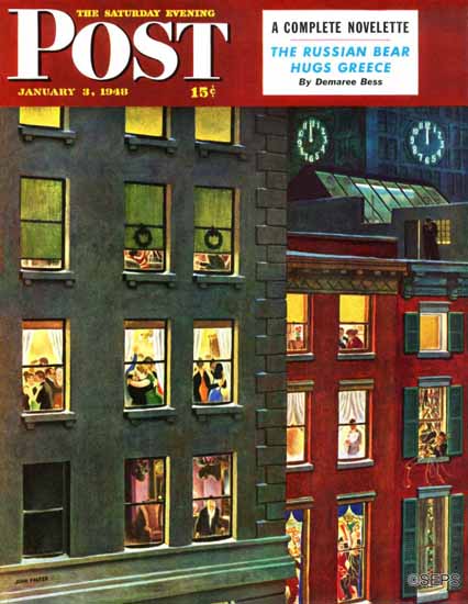 John Falter Saturday Evening Post Apartment Dwellers 1948_01_03 | Sat Eve Post 1931-69 John Falter Saturday Evening Post Apartment Dwellers 1948_01_03 | The Saturday Evening Post Graphic Art Covers 1931-1969