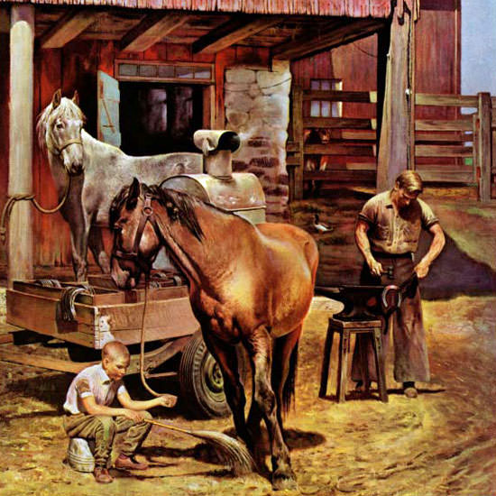 John Falter Saturday Evening Post Blacksmith 1946_07_13 Copyright crop | Best of 1940s Ad and Cover Art