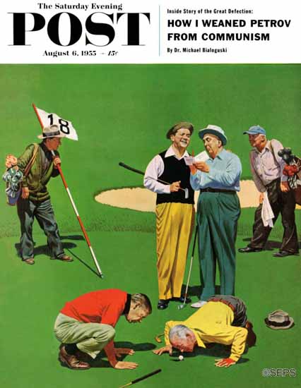 John Falter Saturday Evening Post Eighteenth Hole 1955_08_06 | The Saturday Evening Post Graphic Art Covers 1931-1969