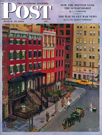 John Falter Saturday Evening Post Gramercy Park 1944_03_25 | The Saturday Evening Post Graphic Art Covers 1931-1969