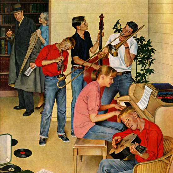 John Falter Saturday Evening Post Jam Session 1954_10_23 Copyright crop | Best of Vintage Cover Art 1900-1970