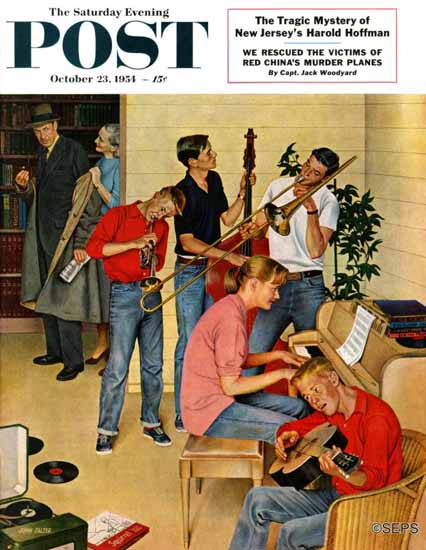 John Falter Saturday Evening Post Jam Session 1954_10_23 | Sat Eve Post 1931-69 John Falter Saturday Evening Post Jam Session 1954_10_23 | The Saturday Evening Post Graphic Art Covers 1931-1969