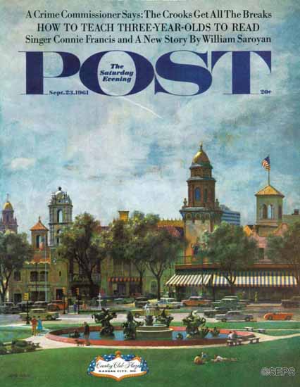 John Falter Saturday Evening Post Kansas City 1961_09_23 | The Saturday Evening Post Graphic Art Covers 1931-1969