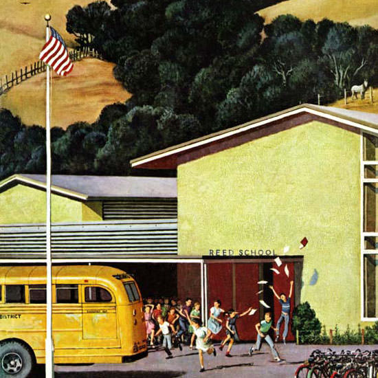 John Falter Saturday Evening Post School Out 1958_06_21 Copyright crop | Best of 1950s Ad and Cover Art