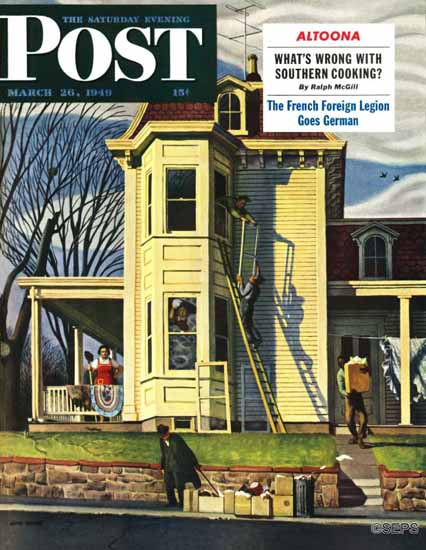 John Falter Saturday Evening Post Spring Cleaning 1949_03_26 | The Saturday Evening Post Graphic Art Covers 1931-1969