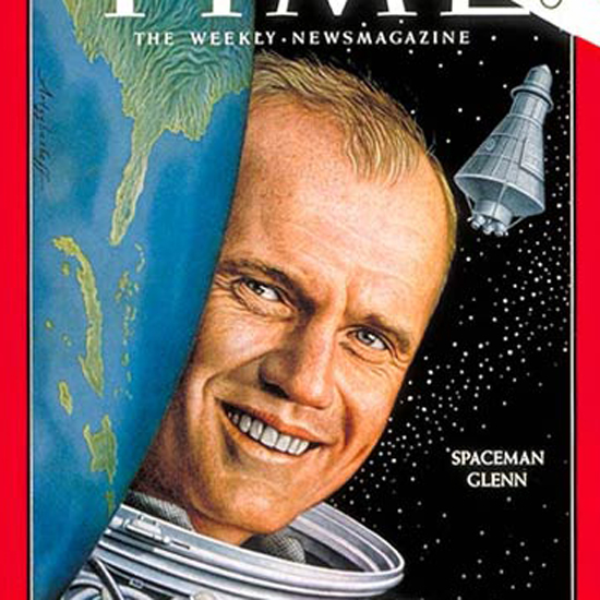 John Glenn Time Magazine 1962-03 by Boris Artzybasheff crop | Best of Vintage Cover Art 1900-1970