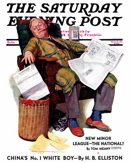 John Newton Howitt Saturday Evening Post Tax Deadline 1938_03_19 | The Saturday Evening Post Graphic Art Covers 1931-1969