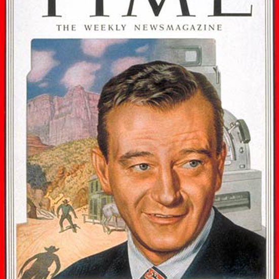 John Wayne Time Magazine 1952-03 by Boris Chaliapin crop | Best of 1950s Ad and Cover Art