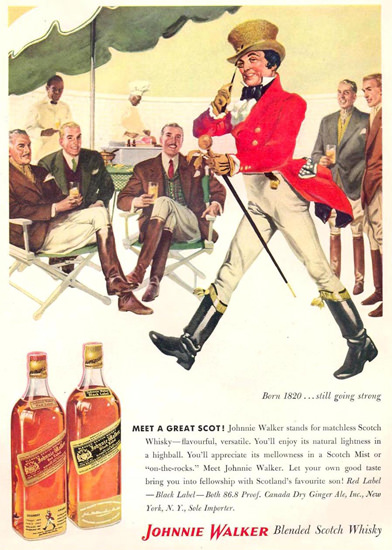 Johnnie Walker Meet A Great Scot 1956 | Vintage Ad and Cover Art 1891-1970