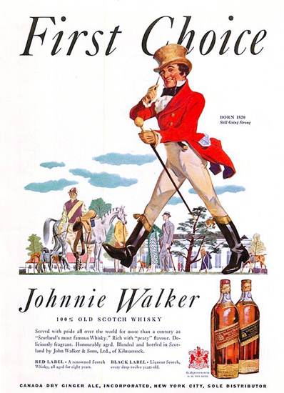Johnnie Walker Scotch Whisky First Choice 1935 | Vintage Ad and Cover Art 1891-1970