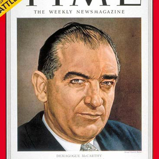 Joseph R McCarthy Time Magazine 1951-10 by Ernest Hamlin Baker crop | Best of 1950s Ad and Cover Art