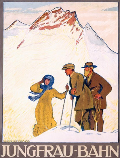 Jungfrau-Bahn Jungfraujoch Schweiz Switzerland | Vintage Travel Posters 1891-1970