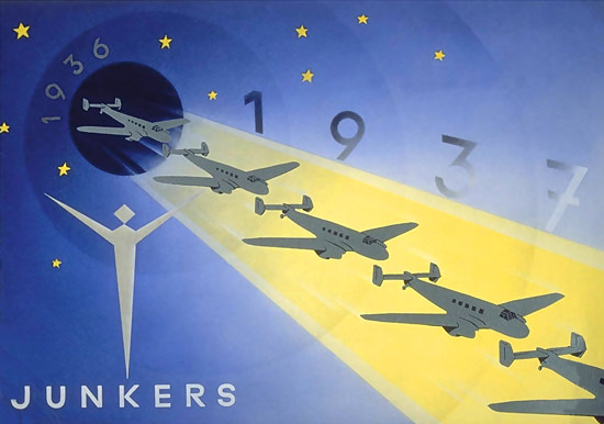 Junkers 1937 Airplanes Aircraft Stars Sky | Vintage Travel Posters 1891-1970