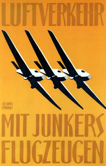 Junkers Luftverkehr Mit Junkers Flugzeugen 1919 | Vintage Travel Posters 1891-1970