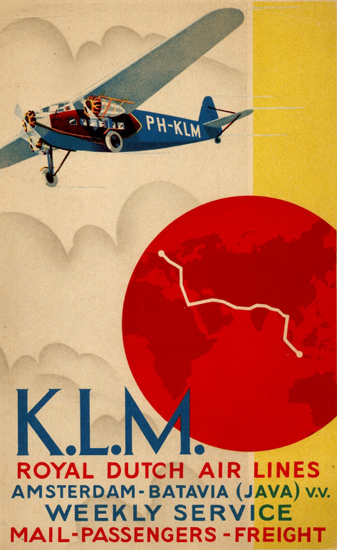 KLM Royal Dutch Air Lines 1931 Amsterdam Java | Vintage Travel Posters 1891-1970