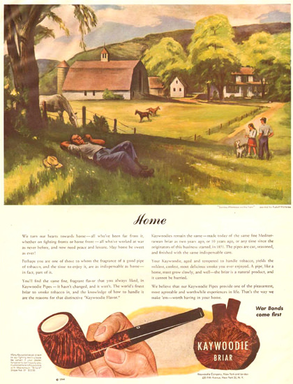 Kaywoodie Briar Sunday Afternoon Farm 1944 | Vintage Ad and Cover Art 1891-1970